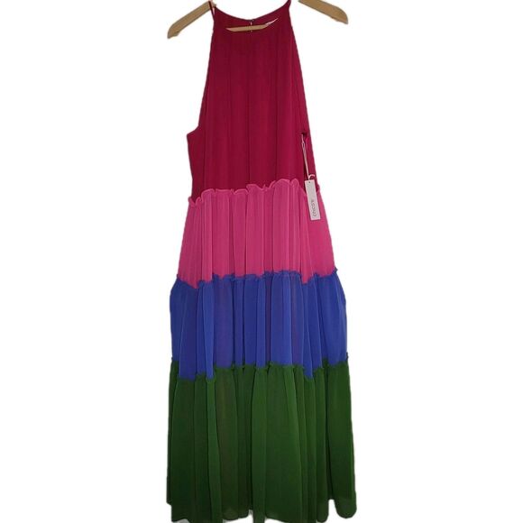 Chico's Maxi Dress Womens Size 3 US XL Colorblock Halter Summer Boho New - Picture 4 of 16
